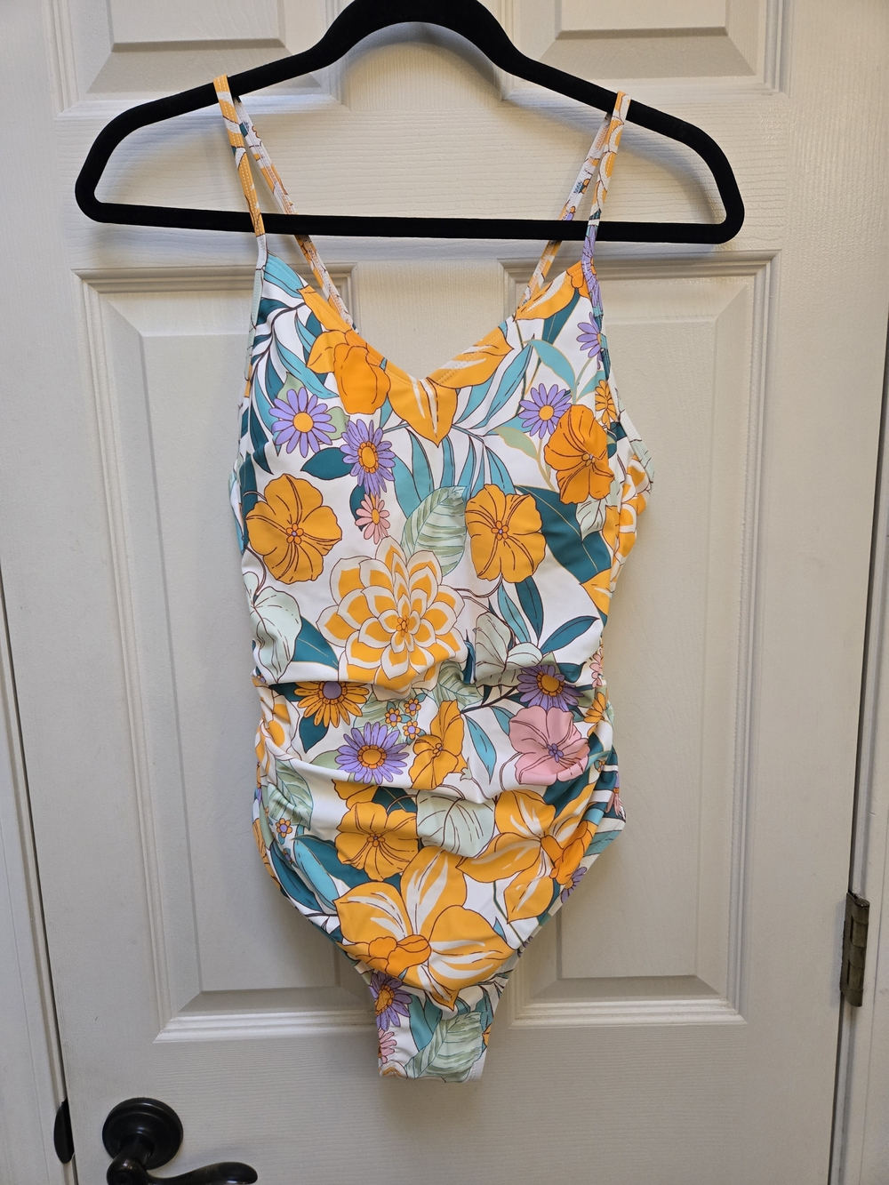 NWT Cupshe Floral One-Piece Swimsuit in Orange, Teal & Purple, Medium
